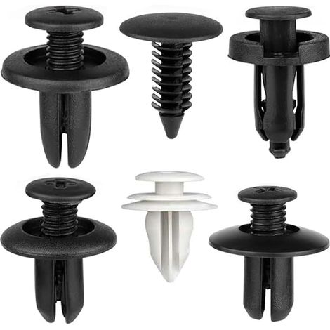 120 Pièces Clips Voiture Universel, 6 Taille Clips de Rivets en plastique universels pour voiture, rivets en plastique, clips de fixation pour porte de voiture, pare-chocs (White Black120PCS) (1/5)