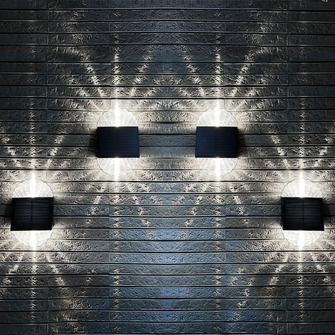 Lot de 4 Lampes Solaires pour Mur Extérieur Sans Fil - Applique Murale Solaire D'extérieur - Étanche IP44 - Pour Clôture, Mur, Balcon - Décoration [Classe énergétique A] (1/5)