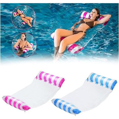 2 Pcs Flottant de Inclinable Flotteur Hamac, 4 en 1 Flotteurs Gonflables pour Piscine, Flottant Gonflable Hamac Pliable, Lit Flottant Gonflable pour Adultes et Enfants (1/5)