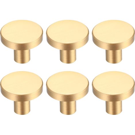 6 Pièces Boutons de Tiroir en Laiton Doré, Boutons de Meubles Armoire Ronds en Or, Poignees de Porte de Cuisine pour Décor- 20 25 mm (1/5)