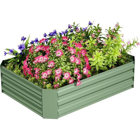 Hochbeet aus Stahl, Pflanzbeet Frühbeet Gartenbeet Blumenkasten stapelbar, Pflanzkasten Gemüsebeet 120x90x30cm für Garten Balkon, Pflanzkübel für Blumen, Pflanzen, Gemüse Aosom