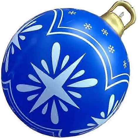 Boules de Noël gonflables décorées de 60 cm, sphères de Noël en PVC pour l'extérieur, décorations pour sapin de Noël, flocon de neige bleu (1/5)