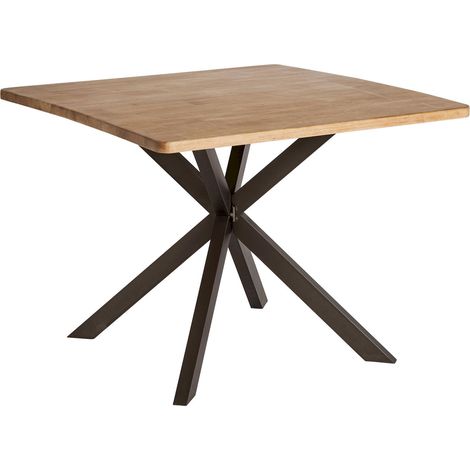 Table à manger style industriel en fer noir et bois brun - Noir fer et bois brun chaleureux (1/5)