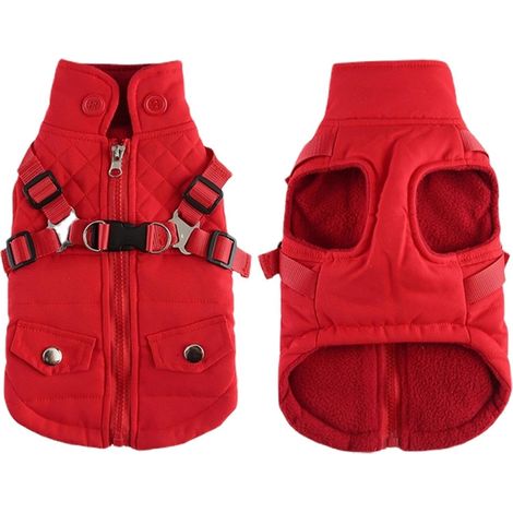 Hiver pour petits chiens Confortable imperméable coupe-vent réversible hiver pour chiens - Animal de compagnie chaud petit chien gilet harnais chiot hiver froid (1/5)