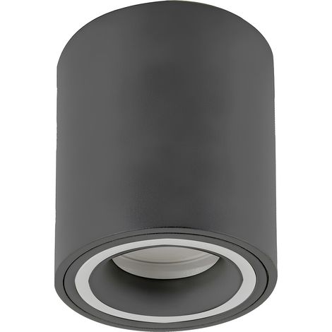 Lampada da superficie KOBALD GU10 1X max.25W grigio alluminio, acrilico bianco H: 10cm Ø8cm dimmerabile (1/3)