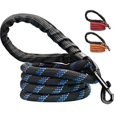 Laisse Chien avec Souples Poignée Rembourrée et Antidérapant Corde pour Chien de Dressage Aux Chiot, Petits, Moyens et Gros Chiens Convient Course à Pied Jogging et Randonnée (Noir) (1/4)