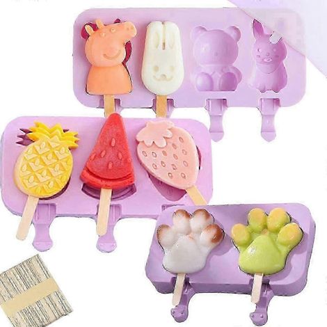 Bac à glaçons en silicone sans BPA, 150 pièces, avec couvercle et bâtonnets en bois, adapté aux tout-petits et aux enfants. (1/5)