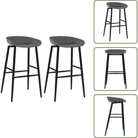 The Living Store Taburetes de cocina 2 unidades gris - Taburetes de cocina
