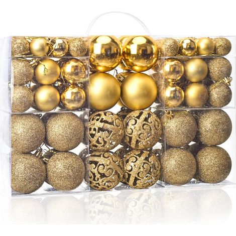 100PCS Christmas Balls Ornaments, Gold Shatterproof Hanging Xmas Tree Decorations (1/5)