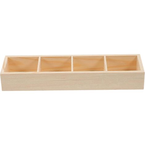 Boîte à sachets de thé en bois compartimentée, porte-sachets de café, boîte de rangement à poser sur le comptoir-27.5X7.5X4CM