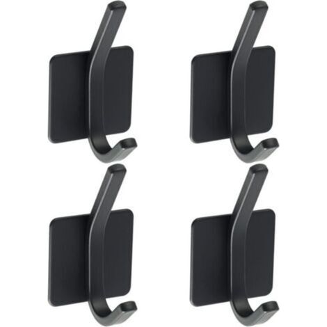 Appendiabiti da parete a 4 pezzi con ganci adesivi, realizzato in acciaio inox SUS 304, nero, con portasciugamani per bagno o cucina.