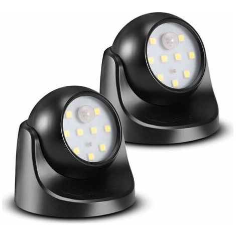 Spot LED avec Detecteur de mouvement, 2 Unités Projecteur LED Sans Fil, 150 Lumen, Sphère Amovible, Rotation et Inclinaison à 360 degrés (1/5)