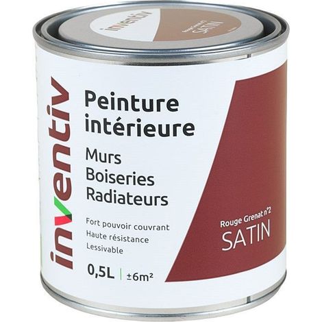 Peinture INVENTIV Murs Boiseries Radiateurs Satin Rouge Grenat 0,5L