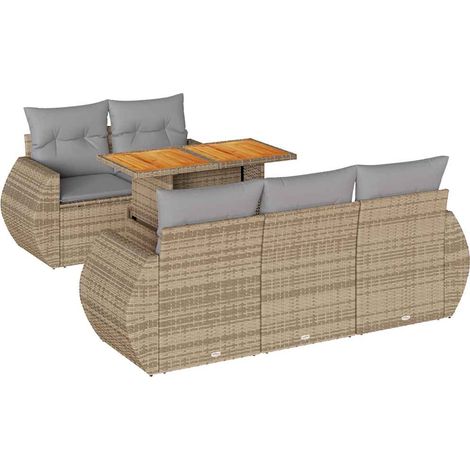 Maison Exclusive - Set Divano da Giardino 6 pz con Cuscini Beige in Polyrattan (1/5)
