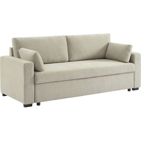 sweeek - 3-Sitzer Schlafsofa Chenille-Bezug, Stoff, Beige