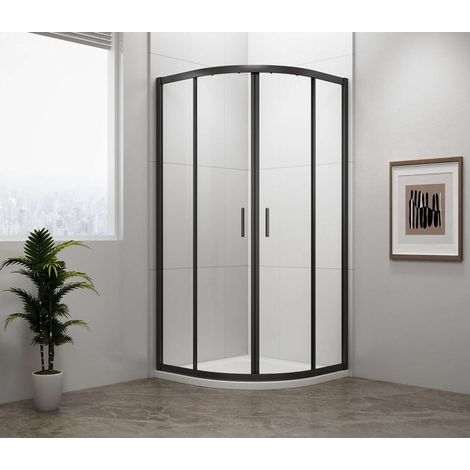Polysan Easy Black - Box doccia semicircolare 80x80 cm, variante sinistra/destra, vetro trasparente/nero opaco EL2515B (1/5)