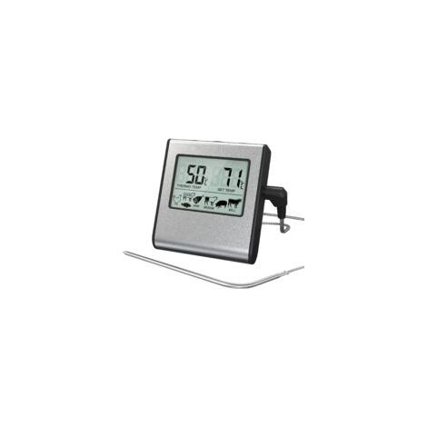 Termometro digitale per carne con ampio display LCD per affumicatore, forno, cucina, dolci, barbecue, griglia - Termometro con timer e sonda di temperatura in acciaio inossidabile (647420-Crezuo)