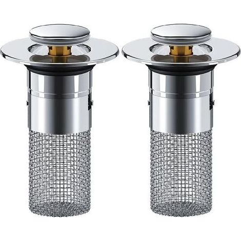 2 Pièces Bonde De Lavabo, 34-40mm Bouchon Lavabo Universel, Pop-Up Flitre de Vidange Anti-Bloqué, Bouchon de Vidange, Salle de Bain Accessoire pour Baignoire Cuisine Bain (1/4)
