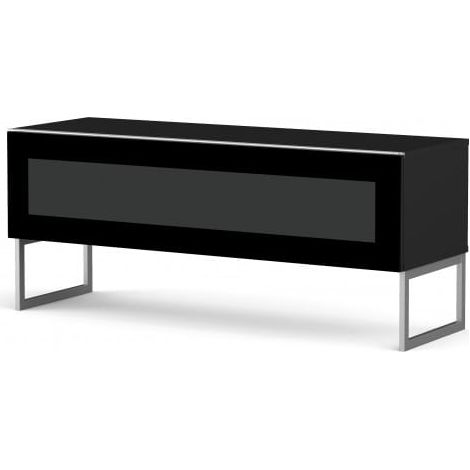 Meuble TV verre infrarouge et bois mélaminé noir Verona 120cm (1/5)
