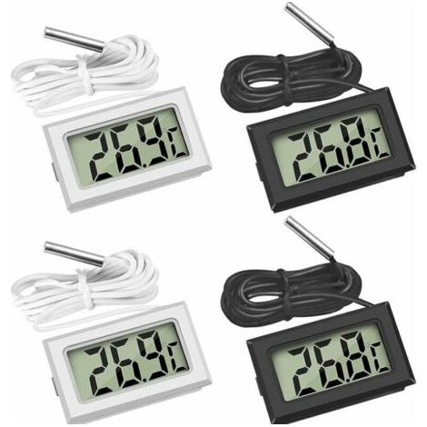 (2X Black 2X White, 46x28x15mm) Mini Digital LCD Thermometer Temperature with Temperature Probe Sensor Tester (1/5)