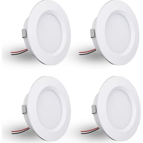 LED Recessed Spotlight 12 V Dimmable 3 W Extra Flat Recessed Spotlight 14 mm IP44 Bathroom Spotlight 55 mm Ceiling Spotlights for Motorhome Kitchen White Warm White 3000K