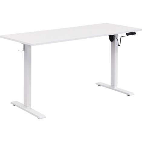 Bureau assis debout électrique – Hauteur réglable – Blanc – ELAVANO (1/4)