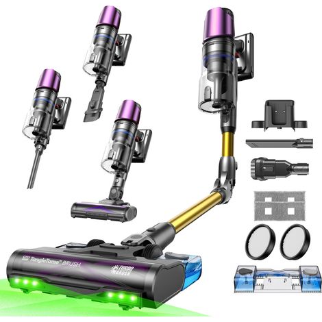 Aspirateur Balai sans Fil Et Laveur 60 kPa, Réservoir d'eau 230 ML, Technologie GreenEye, Tube Pliable, 60 Min D'Autonomie, Vidage avec Grattoir À Poussière pour Poils (1/5)