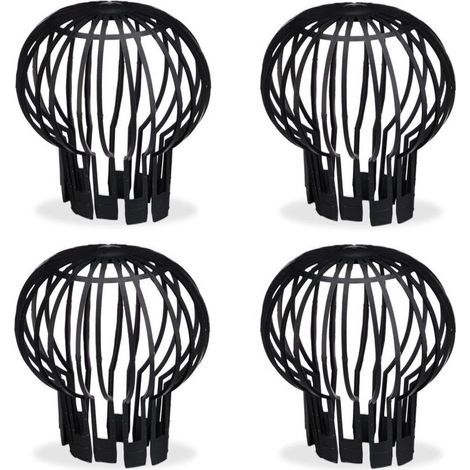 Filtre gouttière, lot Pratique de 4, Plastique, crépine, Protection, écoulement de l’Eau, Ø 12 cm, Noir (1/4)