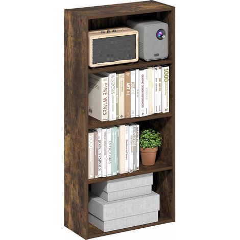 Étagère, Bibliothèque À 4 Niveaux avec Étagère Ouverte, Étagère De Rangement Cubique, 18 X 43 X 89 Cm, pour Salon, Chambre, Bureau, Pin Ambré. (1/5)