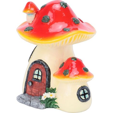statue jardin exterieur-Maison Champignon Statue en Résine avec Fenêtre et Porte - Sculpture Miniature Décorative pour Maison, Bureau et Jardin (1 Pièce) - Dimensions 12.5cm (1/5)