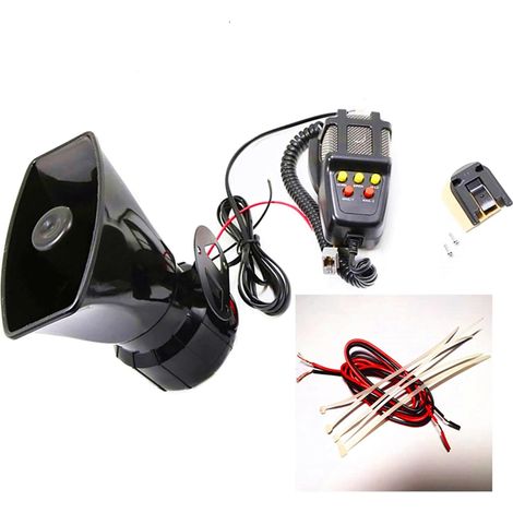 Klaxon de Voiture Corne d'Alarme de Mégaphone Avec Amplificateur de Son d'Urgence 130DB Système de Sonorisation de Micro Haut-Parleur d'Alarme Pour Tout SUV 12V (1/5)