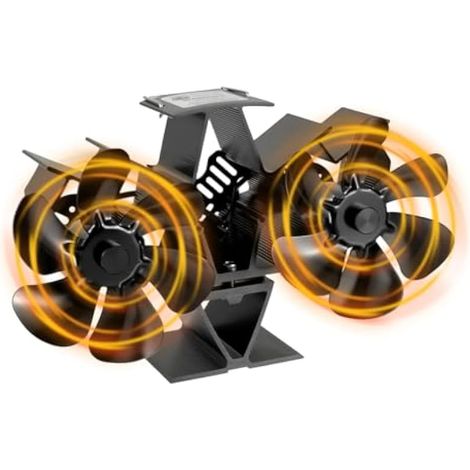 Ventilateur Poele à Bois, 12 Pales Ventilateur Cheminée à la Chaleur, ventilateur de cheminée Alimenté pour Par la Chaleur pour Poêle à Bois/Cheminée/Gaz/Bûche (1/5)