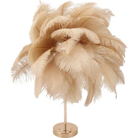 Lampe de table Feather, 3 couleurs, variateur tactile, prise USB, style romantique et moderne, lampe de chevet décorative pour chambre, couleur beige clair. (1/5)