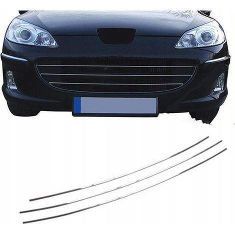 Tiras cromadas para parrilla Peugeot 407 (3 piezas) Tuning (1/5)