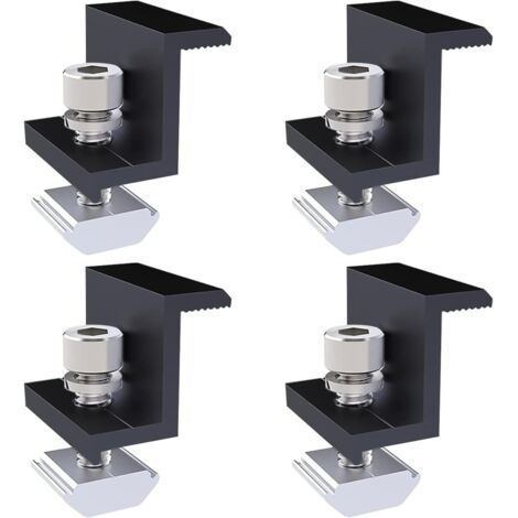 Lot de 4 Pinces d'extrémité pour panneau solaire, Alliage d'aluminium, Vis en Z, 30 mm, Toits et bateaux (1/5)