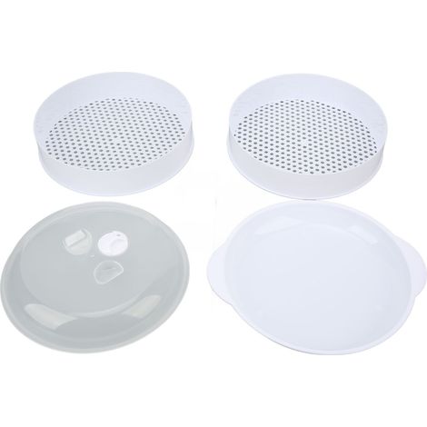 Cuiseur vapeur micro-ondes avec couvercle transparent indéformable et poignée, grande double couche, pour la cuisine. (1/5)