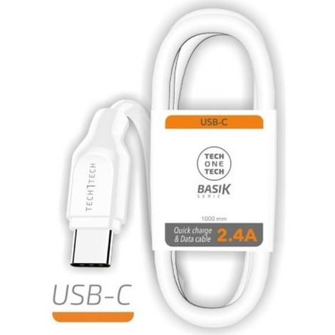 Cavo USB-A a USB-C (2,4 A 5 V) lungo 1 metro, colore bianco (1/2)