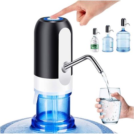Trinkwasserpumpe Elektrische Wasserpumpe Schwarz Automatischer Wasserfüller USB-aufladbar Wasserflaschenpumpe für Zuhause Büro Camping Reisen (1/5)