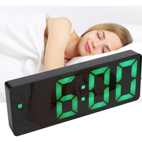 LED mirror alarm clock with snooze function – Adjustable brightness – USB port for charging – Ideal for bedroom and office (1/5)
