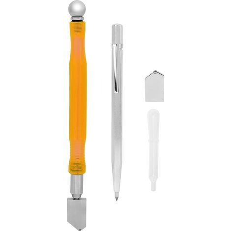 Coupe-verre à huile en acier au tungstène et acier 45, manche antidérapant, outil de coupe pour diamant et minéraux (Jaune) (1/5)