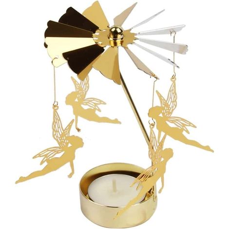 Bougeoir rotatif ange support bougie chauffe-plat carrousel chandelier tournant pour décoration mariage Noël (1/5)
