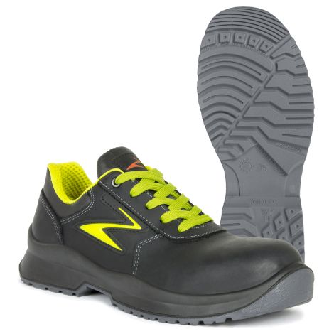 Pezzol Shelby S3 scarpe da lavoro basse invernali antinfortunistiche N.45 in pelle idrorepellente nera/giallo fluo metal free made in Italy Nero + Giallo 45