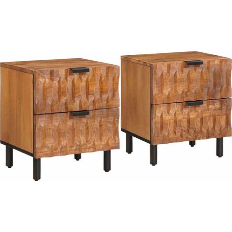Bedside Cabinet 2 pcs Brown 40 x 33 x 46 cm Solid Mango Wood vidaXL