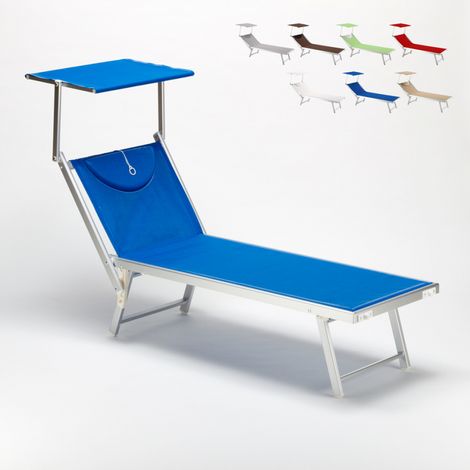 Transat de plage professionnel Santorini – Structure en aluminium anodisé – Tissu textilène respirant – Dossier inclinable 3 positions – Pare-soleil réglable – Beach And Garden Design (1/6)