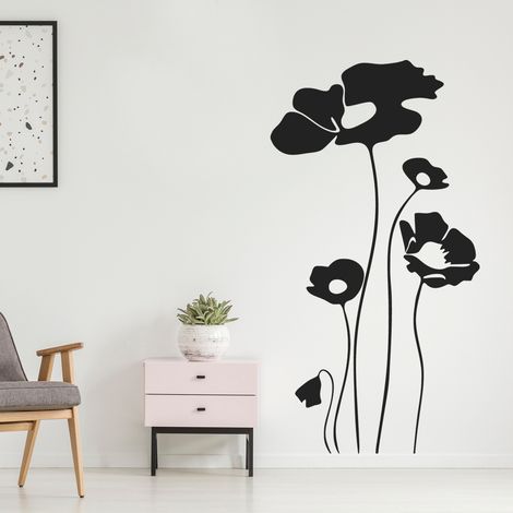 Sticker Mural - Coquelicots - 27x50 cm - Noir (1/3)