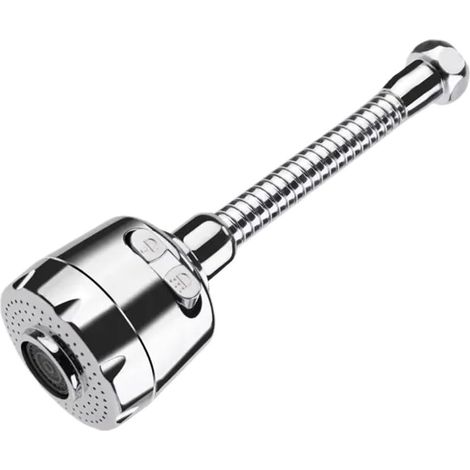 Aérateur de robinet, aérateur de robinet pivotant à 360°, 2 modes, argent (version longue)