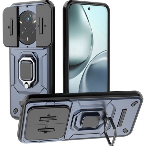 Funda protectora Realme 14 Pro+ 5G con cubierta para la cámara y soporte, color azul. (1/5)