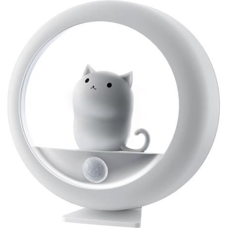 Veilleuse rechargeable à détecteur de mouvement avec luminosité réglable et 3 options de fixation, cadeau idéal pour les amoureux des chats, pour la chambre ou la salle de bain. (1/5)