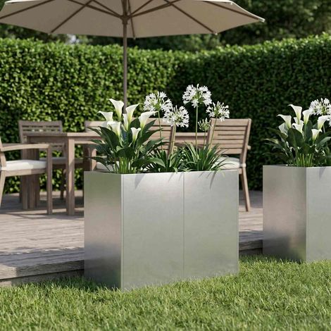 vidaXL Cache-pot de jardin Argenté 80 x 40 x 60 cm Acier inoxydable (1/5)