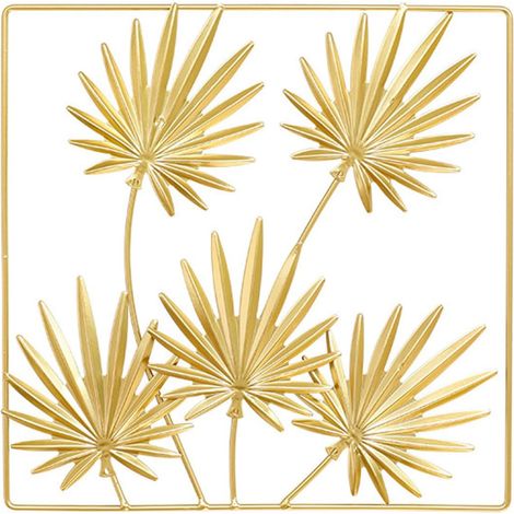 Décoration Murale Style Tropical Rustique en Métal Doré Feuille de Palmier Finition Détaillée et Résistance la Déformation pour Salon et Chambre (1/5)